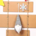 Natale lavorato a maglia vecchio senza volto gnomo appendere ornamento, cappello grigio. - Grigio Tipo A