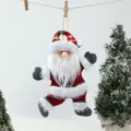 Christmas Santa Claus Plush Hanging Doll Holiday Tree Pendant Festive Decoration Gray - Heart Dancing Santa Claus