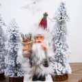 Christmas Santa Claus plush doll ornament with tree and sack, detailed holiday decor display. - 5 Inch Plaid Outfit Style