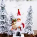 Cute Christmas Santa Claus plush doll standing tree pendant holiday party home ornament - 5 Inch Red Printed Style