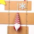 Christmas gnome hanging ornament detail, red white striped knit hat white beard decor. - Red Style A