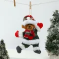 Christmas bear plush hanging ornament cute santa hat holiday party tree decor gift - Heart Dancing Bear