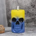 Halloween LED skull candle light gradient color decorative home party ambient prop - Glowing Blue and Yellow Skull Lamp