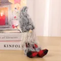Christmas gnome plush doll with gray fuzzy hat and plaid legs, festive desktop decoration. - S / Red Plaid