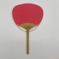 Traditional handmade paper fan with natural bamboo handle and pink surface for summer cooling. - 24*38CM / Rose Red