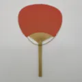 Traditional red paper round fan with natural bamboo handle handheld decor fan SKU - 24*38CM / Bright Red