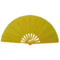 Abanico Kung Fu amarillo de 33 cm con varillas de plástico y superficie de tela lisa. - Amarillo