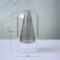 Nordic double layer glass vase transparent minimalist desktop decorative flower arrangement - 8x15 Cylinder / Smoke