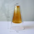 Double-walled glass vase amber inner cone clear outer design modern desktop decor size 15cm - 9x15 Cone / Coffee