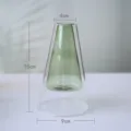 Double layer glass vase minimalist transparent green cone shape desktop decoration aromatherapy cup - 9x15 Cone / Green