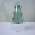 Double layer glass vase, transparent and dark green, modern desktop decor, 15cm height. - 9x15 Cone / Lake Green