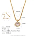 18K gold plated 316L stainless steel necklace with large oval zircon pendant - Oval Pendant / Gold