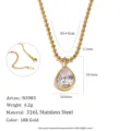 18K gold plated stainless steel necklace with pear-shaped clear zircon pendant - Pear Shape Pendant / Gold