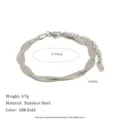 Detailed view of braided herringbone bracelet with 17+5cm length measurement - Double Braided Style (B0206) / Bracelet (17+5cm) / Silver