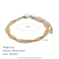 Two-tone 18K gold plated stainless steel herringbone chain bracelet, 17+5cm length - Double Braided Style (B0206) / Bracelet (17+5cm) / Gold and Silver Two-tone