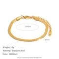 Élégant bracelet chaîne en arête de poisson en acier inoxydable plaqué or 18K 15+5cm - Bracelet Simple Rang-Or
