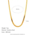 Premium 18K gold plated stainless steel herringbone snake chain necklace for women - Thin Fishbone Style (N175) / Necklace (40+5cm) / Gold