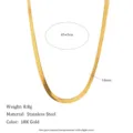 Elegant 18K gold plated stainless steel herringbone necklace featuring a flat blade chain - Thin Fishbone Style (N175) / Necklace (45+5cm) / Gold