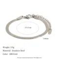Bracelet chaîne à chevrons en acier inoxydable de haute qualité, longueur réglable 15 plus 5 cm - Bracelet Simple Rang-Argent