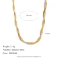 Premium 18K Gold plated stainless steel braided herringbone chain necklace for women - Thick Fishbone Style (N2480) / Necklace (40+5cm) / Gold and Silver Two-tone
