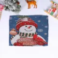 Christmas woven placemat featuring cute snowman and cardinal design for holiday table decor. - Style D Blue Snowman