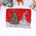 Christmas knitted placemat featuring festive snowman and tree pattern for holiday table decor. - C Style Snowman Tree Placemat
