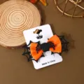 Halloween spider web hair clip cute orange bow hair accessories for party holiday dress up - Orange 2
