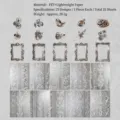 Retro steampunk zilveren stickerset met mechanische tandwielen, frames en decorpapier. - 25 Stuks per Pakket / Mechanisch Zilver