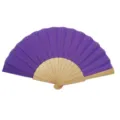 Elegante paarse vouwwaaier met natuurlijke houten ribben, 23 cm stoffen waaier accessoire - Paars