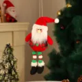 Christmas Santa Claus hanging ornament plush fabric doll for Xmas tree holiday decor - JD2601 Beaded Leg Santa Claus Doll