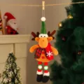 Christmas plush reindeer hanging doll ornament, cute elk decor for holiday tree celebration. - JD2601 Beaded Leg Reindeer Doll