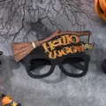 Halloween glasses frame party decoration funny costume props holiday festive event detail shot - Black Cat & Broom Glasses