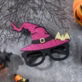 Halloween party witch hat glasses frame, pink glitter and black frame holiday costume prop. - Hat Glasses
