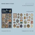 Detailed view of MO-CARD 3D vintage butterfly frame stickers for journaling - 2 Sheets / 蝶影藏框