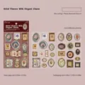 Detailed view of vintage 3D dried flower stickers in ornate frames for journaling decoration - 2 Sheets / 干花雅韵