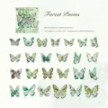Pegatinas de mariposas verdes de bosque vintage para diarios y manualidades creativas - 25 Piezas por Paquete / Versos de los Bosques Profundos