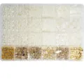 24-grid DIY jewelry making kit with 1000pcs faux pearls and metallic spacer beads - Pack of 1000 / Milky White