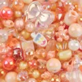 Mezcla de cuentas acrílicas naranja y melocotón con baño UV AB para joyería artesanal - Paquete de 500g / Naranja