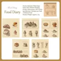 Vintage hand-drawn food sticker sheets for journaling in sepia tones - 食光手帖