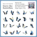 Set mit 20 blau-goldenen Schmetterlingsaufklebern aus PET für DIY-Scrapbooking-Dekoration - Goldprägungsstil / 20er Pack / Sternenhimmel-Schmetterling