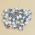 10-13mm white acrylic skull beads for DIY jewelry making, mixed loose spacer charms - 混色混款1斤装 / White Base Black Bow