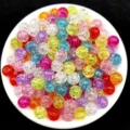 Close-up of mixed color 8mm acrylic crackle beads for DIY jewelry making crafts - Multicolor