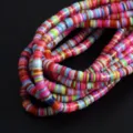Détail de perles heishi en pâte polymère couleur AB de 6 mm pour la création de bijoux DIY - Mélange Vibrant