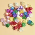 Close-up of 11mm pearl-finish flower beads in mixed colors for DIY jewelry making. - Pearlescent Iridescent Mix (NO.8)