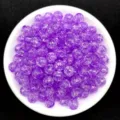 Macro view of 8mm purple transparent crackle acrylic beads for DIY jewelry making - Purple