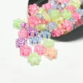 Detalle de cuentas de acrílico de 10mm con cara sonriente y girasol para bisutería DIY. - 10mm (Aprox. 1700 Piezas/500g) / Transparente con Patrones Multicolores