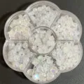 Juego de cuentas AB para bricolaje con formas de estrella y corazón en caja de 7 rejillas - 500 Piezas/Paquete / Blanco Claro