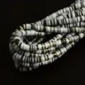 Perles heishi premium 6mm noir blanc or en pâte polymère pour la création de bijoux DIY - Rayé Noir Blanc Or