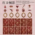 25 stuks vintage steampunk rood en goud sticker set voor scrapbooking - 25 Stuks per Pakket / Roodgoud Schaduw