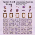 Pack de matériel décoratif vintage steampunk avec engrenages et fleurs violettes - 25 Pièces par Paquet / Vapeur Or Violet